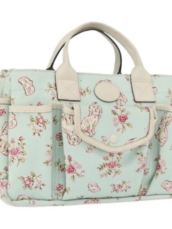 Gucci Handbags - GUCCI Hand Bag Canvas Light Blue Auth ka3365